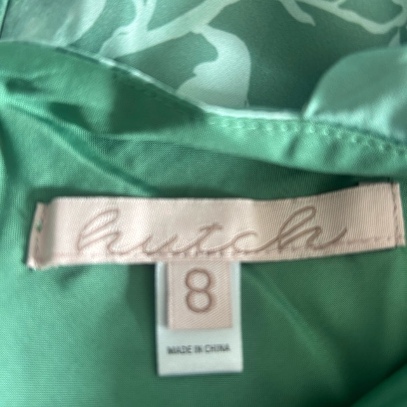 Hutch Women’s White Green Floral Satin Square Neck Tie Shoulder Midi Dress NWT 8 - Picture 5 of 12